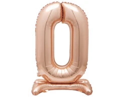 Folie Ballon Cijfer 0 Rose Goud Standaard 76cm