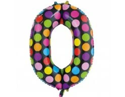 Folie Ballon Cijfer 0 Stippen XL 86cm Leeg