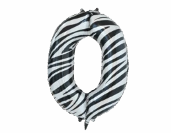 Folie Ballon Cijfer 0 Zebra XL 86cm Leeg