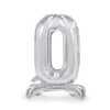 Folie Ballon Cijfer 0 Zilver Standaard Leeg 70cm -Feestartikelen Winkel folie ballon cijfer 0 zilver standaard leeg 70cm