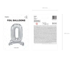 Folie Ballon Cijfer 0 Zilver Standaard Leeg 70cm -Feestartikelen Winkel folie ballon cijfer 0 zilver standaard leeg 70cm 2