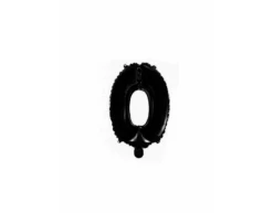 Folie Ballon Cijfer 0 Zwart 41cm Met Rietje