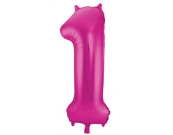Folie Ballon Cijfer 1 Fuchsia Metallic XL 86cm Leeg