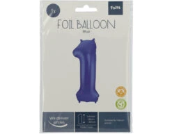 Folie Ballon Cijfer 1 Mat Blauw XL 86cm Leeg -Feestartikelen Winkel folie ballon cijfer 1 mat blauw xl 86cm leeg 2