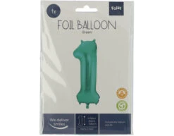 Folie Ballon Cijfer 1 Mat Groen XL 86cm Leeg -Feestartikelen Winkel folie ballon cijfer 1 mat groen xl 86cm leeg 2