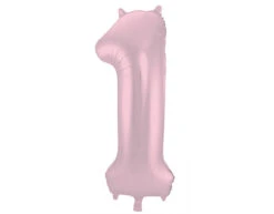 Folie Ballon Cijfer 1 Pastel Roze XL 86cm Leeg