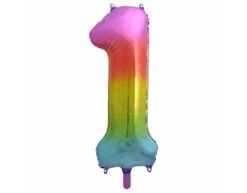 Folie Ballon Cijfer 1 Regenboog XL 86cm Leeg