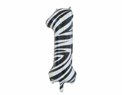 Folie Ballon Cijfer 1 Zebra XL 86cm Leeg
