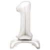 Folie Ballon Cijfer 1 Zilver Standaard 76cm