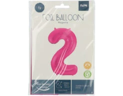 Folie Ballon Cijfer 2 Fuchsia Metallic XL 86cm Leeg -Feestartikelen Winkel folie ballon cijfer 2 fuchsia metallic xl 86cm lee 3
