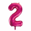Folie Ballon Cijfer 2 Fuchsia XL 86cm Leeg
