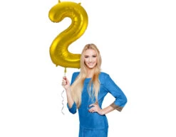 Folie Ballon Cijfer 2 Goud Metallic XL 86cm Leeg -Feestartikelen Winkel folie ballon cijfer 2 goud metallic xl 86cm leeg 2
