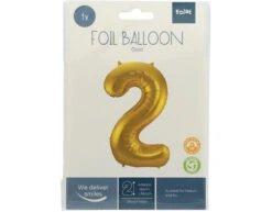 Folie Ballon Cijfer 2 Goud Metallic XL 86cm Leeg -Feestartikelen Winkel folie ballon cijfer 2 goud metallic xl 86cm leeg 3