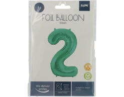 Folie Ballon Cijfer 2 Mat Groen XL 86cm Leeg -Feestartikelen Winkel folie ballon cijfer 2 mat groen xl 86cm leeg 2