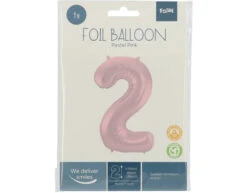 Folie Ballon Cijfer 2 Pastel Roze XL 86cm Leeg -Feestartikelen Winkel folie ballon cijfer 2 pastel roze xl 86cm leeg 1