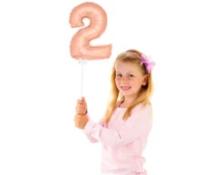 Folie Ballon Cijfer 2 Rose Goud 36cm Met Stokje -Feestartikelen Winkel folie ballon cijfer 2 rose goud 36cm met stokje 2