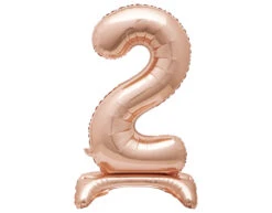 Folie Ballon Cijfer 2 Rose Goud Standaard 76cm