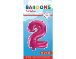 Folie Ballon Cijfer 2 Roze 41cm Met Rietje -Feestartikelen Winkel folie ballon cijfer 2 roze 41cm met rietje 1