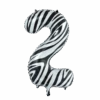 Folie Ballon Cijfer 2 Zebra XL 86cm Leeg -Feestartikelen Winkel folie ballon cijfer 2 zebra xl 86cm leeg