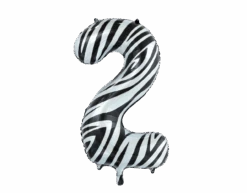 Folie Ballon Cijfer 2 Zebra XL 86cm Leeg