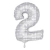 Folie Ballon Cijfer 2 Zilveren Stippen XL 86cm Leeg -Feestartikelen Winkel folie ballon cijfer 2 zilveren stippen xl 86cm lee