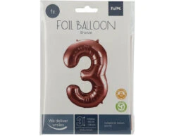 Folie Ballon Cijfer 3 Brons XL 86cm Leeg -Feestartikelen Winkel folie ballon cijfer 3 brons xl 86cm leeg 1