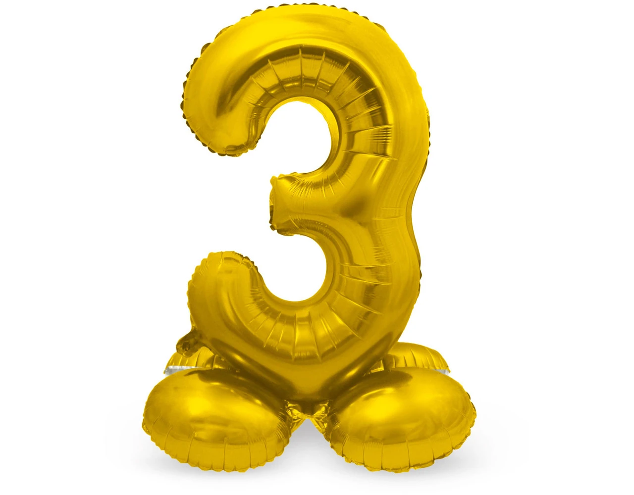 Folie Ballon Cijfer 3 Goud Met Standaard 72cm 3 Folie Ballon Cijfer 3 Goud Met Standaard 72cm