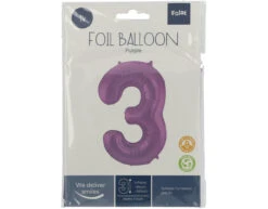 Folie Ballon Cijfer 3 Mat Paars XL 86cm Leeg -Feestartikelen Winkel folie ballon cijfer 3 mat paars xl 86cm leeg 1