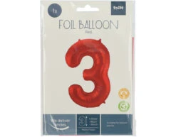 Folie Ballon Cijfer 3 Mat Rood XL 86cm Leeg -Feestartikelen Winkel folie ballon cijfer 3 mat rood xl 86cm leeg 1