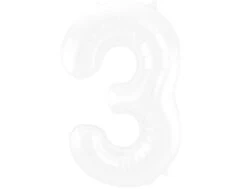 Folie Ballon Cijfer 3 Mat Wit XL 86cm Leeg