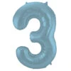 Folie Ballon Cijfer 3 Pastel Blauw XL 86cm Leeg