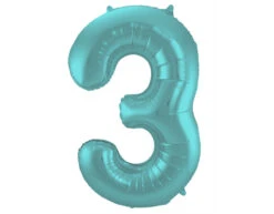 Folie Ballon Cijfer 3 Pastel Mintgroen XL 86cm Leeg