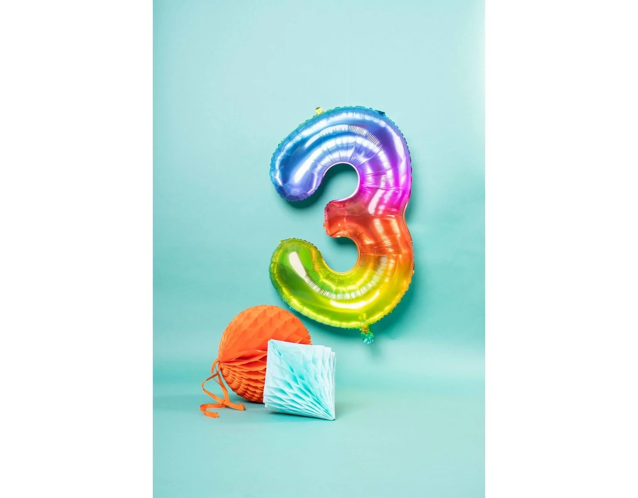 Folie Ballon Cijfer 3 Regenboog XL 81cm Leeg 4 Folie Ballon Cijfer 3 Regenboog XL 81cm Leeg - Afbeelding 2