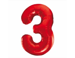 Folie Ballon Cijfer 3 Rood XL 86cm Leeg