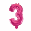 Folie Ballon Cijfer 3 Roze 41cm Met Rietje -Feestartikelen Winkel folie ballon cijfer 3 roze 41cm met rietje