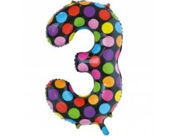 Folie Ballon Cijfer 3 Stippen XL 86cm Leeg