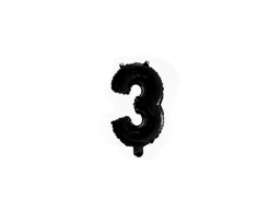 Folie Ballon Cijfer 3 Zwart 41cm Met Rietje