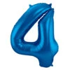 Folie Ballon Cijfer 4 Blauw Metallic XL 86cm Leeg