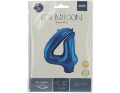Folie Ballon Cijfer 4 Blauw Metallic XL 86cm Leeg -Feestartikelen Winkel folie ballon cijfer 4 blauw metallic xl 86cm leeg 2