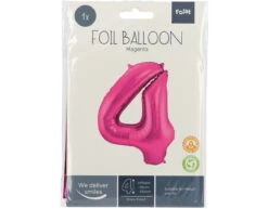 Folie Ballon Cijfer 4 Fuchsia Metallic XL 86cm Leeg -Feestartikelen Winkel folie ballon cijfer 4 fuchsia metallic xl 86cm lee 3
