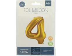 Folie Ballon Cijfer 4 Goud Metallic XL 86cm Leeg -Feestartikelen Winkel folie ballon cijfer 4 goud metallic xl 86cm leeg 2