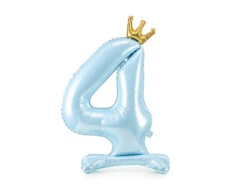 Folie Ballon Cijfer 4 Lichtblauw Standaard Leeg 84cm
