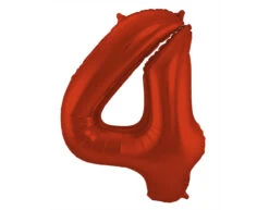 Folie Ballon Cijfer 4 Mat Rood XL 86cm Leeg