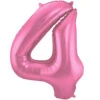 Folie Ballon Cijfer 4 Mat Roze XL 86cm Leeg -Feestartikelen Winkel folie ballon cijfer 4 mat roze xl 86cm leeg