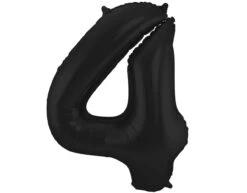 Folie Ballon Cijfer 4 Mat Zwart XL 86cm Leeg