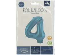 Folie Ballon Cijfer 4 Pastel Blauw XL 86cm Leeg -Feestartikelen Winkel folie ballon cijfer 4 pastel blauw xl 86cm leeg 1