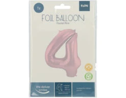 Folie Ballon Cijfer 4 Pastel Roze XL 86cm Leeg -Feestartikelen Winkel folie ballon cijfer 4 pastel roze xl 86cm leeg 1