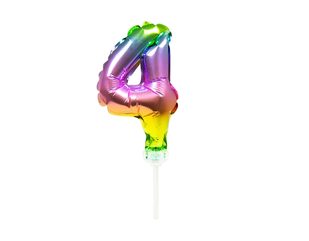 Folie Ballon Cijfer 4 Regenboog 13cm Met Stokje 3 Folie Ballon Cijfer 4 Regenboog 13cm Met Stokje