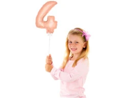 Folie Ballon Cijfer 4 Rose Goud 36cm Met Stokje -Feestartikelen Winkel folie ballon cijfer 4 rose goud 36cm met stokje 2