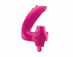 Folie Ballon Cijfer 4 Roze 41cm Met Rietje